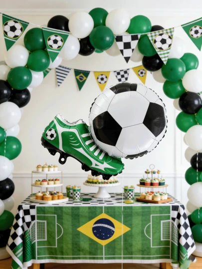2pcs/1pc Football Shoe Shaped Aluminum Foil Balloons, Including Colorful Football Shoe And Football Shaped Balloons, Suitable For Football Matches, Birthday Parties, Football Theme Parties, Home Decor, Sports Theme Parties, Celebration Parties, Indoor And Outdoor Decoration