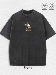 Disney, style amusant | T-shirt d'été pour homme Disney Mickey Mouse Collage Art, finition vieillie, tissu 100% coton, confortable et respirant, style streetwear décontracté, col rond ; une marque de haute qualité, le cadeau surprise idéal pour la famille et les amis. - Noir - Voir 9