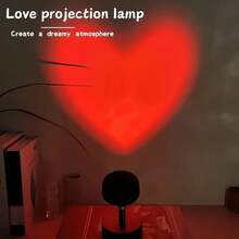 1PC Red Heart Projection Lamp, USB Powered Romantic Atmosphere Light For Bedroom Decor, Photo Background And Valentine's Day Gift - red - View 5