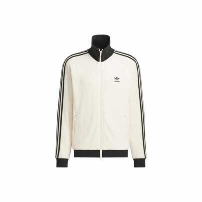  Adidas Originals Trefoil Series WAFFLE BBTT Striped Classic Retro Stand-Up Collar Sporty Casual Zip-Up Long-Sleeved Jacket, Unisex, Magical White.