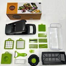 16 In 1 Vegetable Chopper, Professional Onion Chopper, Multifunctional Food Chopper, Kitchen Vegetable Slicer Dicer, Vegetable Chopper With 8 Blades, Carrot Chopper With Container, Christmas Gift, Halloween Gift, Thanksgiving Gift - Black - View 14