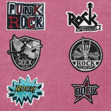 6pcs Hippie Punk Rock Anime Cartoon Adventure Funny Cool Stickers Sewing Badges, Clothing Accessories Accessories Embroidery Sewing Ironing Patches Clothes Pants Decoration Badges Shoes Hat Luggage Accessories Mending Holes Embroidery Stickers - B-Black - View 5