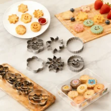 6pcs Stainless Steel Face Cookie Cutter Set, DIY Baking Mold With Fun Shapes For Cookies, Lunch Box Snacks, Party Food Preparation, Cutting Frosting, Cheese, Soft Fruits, Modeling Clay, Baking Molding Tools - View 2