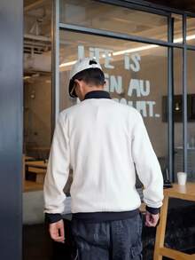 adidas originals 三葉草系列服 WAFFLE BBTT條紋經典復古立領運動休閒拉鍊長袖夾克 男女同款 奇妙白 - 白色 - 查看 9