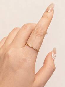 1枚S925纯银扭绳设计合成锆石戒指，优雅高贵，适合女性日常佩戴。 - 金黃色 - 查看 10