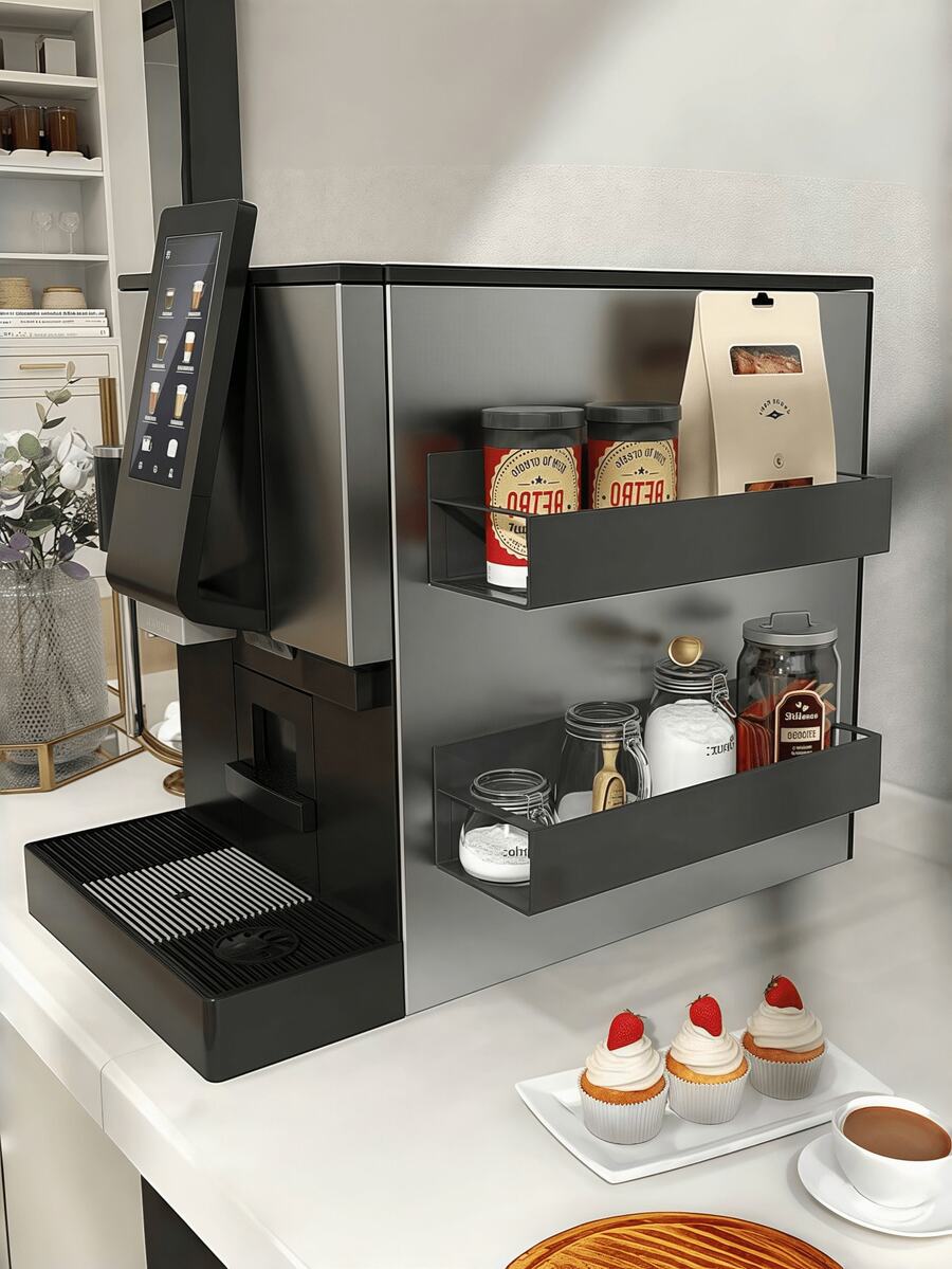 1/2pcs Magnetic Side Mounted Storage Rack, Suitable For Refrigerator And Washing Machine - No Drilling Installation, Fashionable Black Metal Surface, Wall-Mounted Spice Rack, Great For Storing Laundry Supplies - Multicolor - View 1