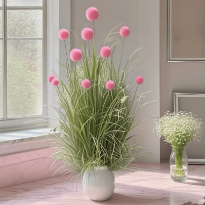 2片/5片装人造绿草垫，带粉色花朵——是打造逼真户外景观设计的理想之选。适用于客厅、卧室、阳台、露台等场所。是情人节、周年纪念日及其他场合的完美礼物。