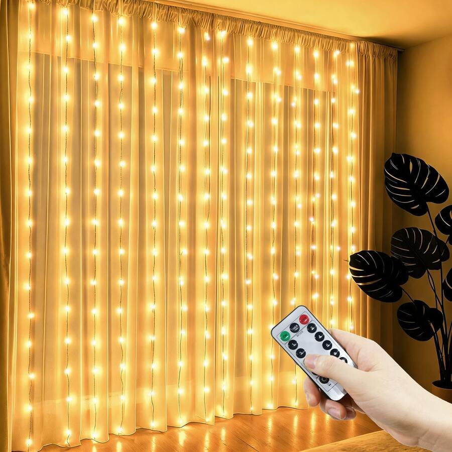 Indoor & Outdoor Decor, Valentine's Day Decor, Remote Control Curtain Lights, Holiday Lighting, Yard Decor, USB Powered Camping Decor Lights, Holiday Wreath Fairy Lights, 4 Light Colors, 8 Lighting Modes Romantic Decor Lights For Wedding Party, Room Curtain Lights, Dinner Party Decor Lights, Birthday Party Decor Lights, Christmas & Halloween Decor Lights, Garden Decor Lights