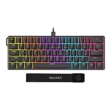 AJAZZ NK61 有线机械键盘，全彩 RGB 背光，侧边氛围灯，61 键布局，扁平线缆，支持热插拔轴体，红轴，微调卫星轴。游戏键盘，便携式键盘 - 查看 10