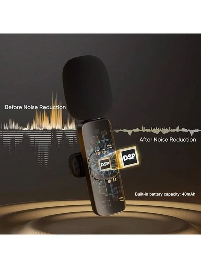 Professional Wireless Lavalier Microphone For Smartphones,Wireless Microphone Plug-Play,Lapel Mic For Video Recording,Teaching, Interviews,Podcast,Cordless Omnidirectional Condenser Recording Mic For Vlog