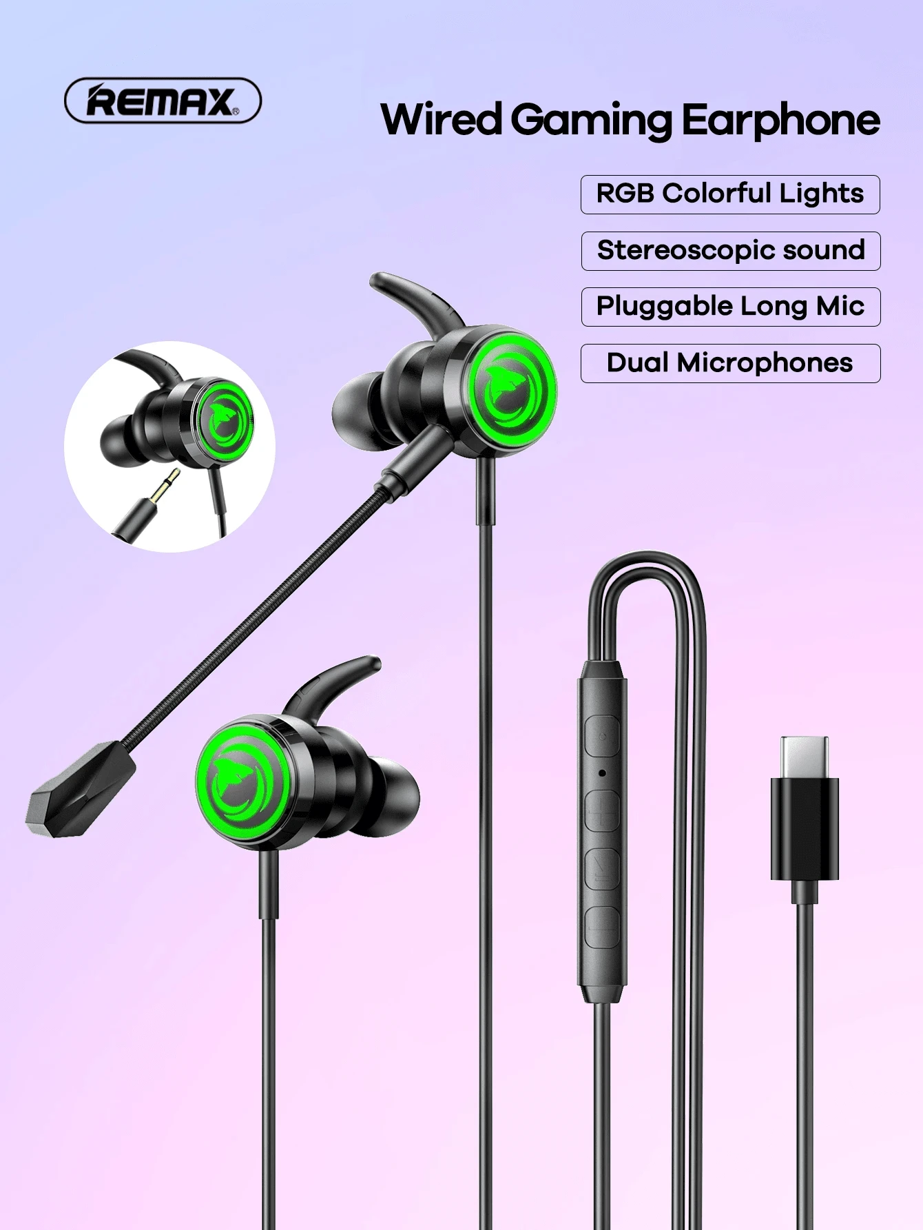 Remax RM-709A Gaming Wired Earphones With Detachable Mic - View 1