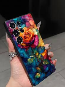 1个彩色玫瑰花保护壳，黑色TPU软壳，防刮防震，兼容华为荣耀、Galaxy A04e/A05s/A13/A14/A15/A34/A35/A50/A52/A53/A54/S21/S22/S23/S24/S25/S25 Ultra/S25 FE/S26/S26 Plus/S26 Ultra/S26 Edge、6A/7A/8A、12T/13T/14T - 黑色 - 查看 4