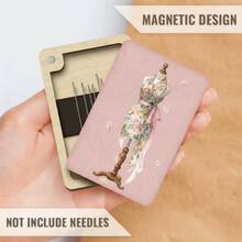 Wooden Magnetic Needle Box, Wooden Material Magnetic Feature Sewing Tool Organization Box, Turmeric Color Construction Portable Design Portable Storage Box - Multicolor - View 7