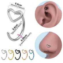 SENLANSP 2个316L不锈钢心形鼻环，简约优雅，男女通用20G鼻钉，适合日常佩戴、派对和送礼。 - 鼻環 - 查看 6