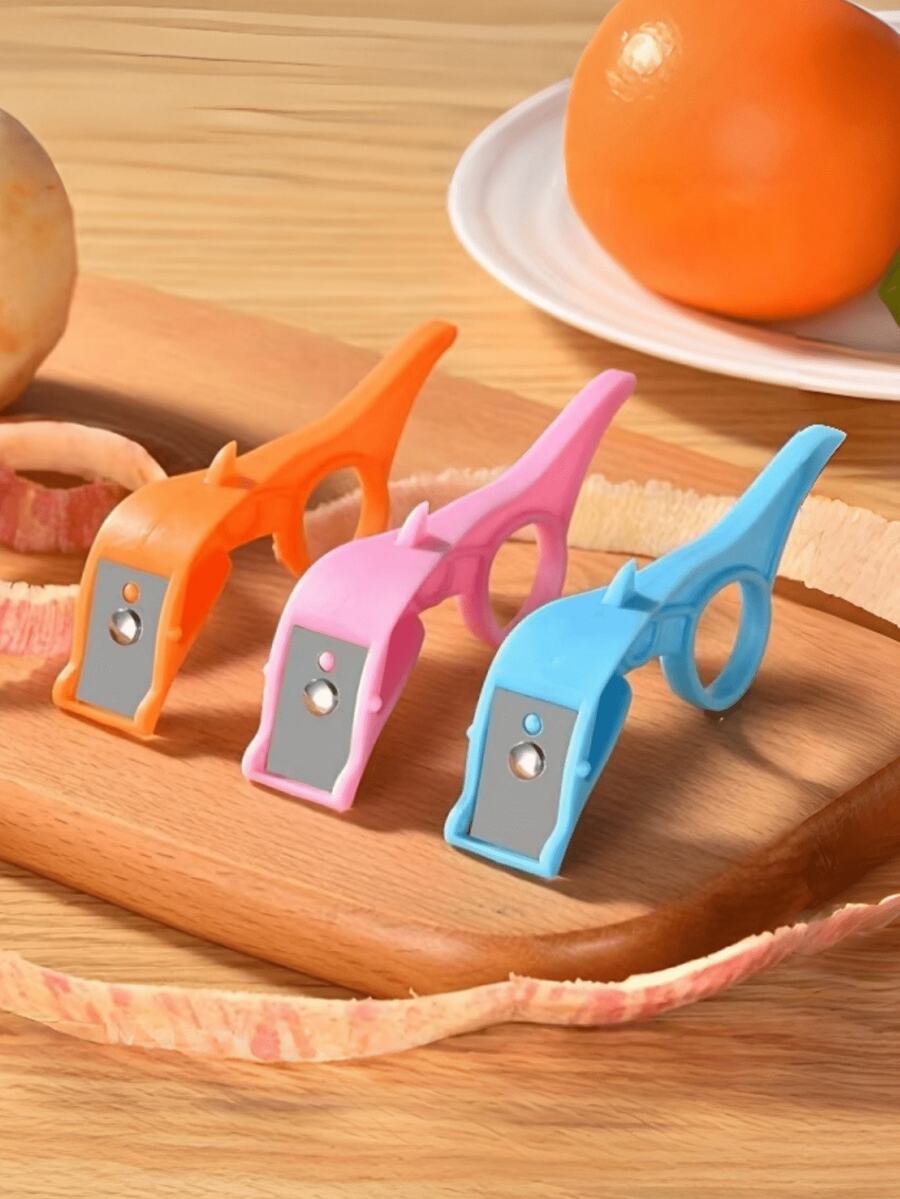 1 pieza/3 piezas/5 piezas Pelador mini portátil, pelador de dedos, rallador de frutas multifunción - Multicolor - Ver 1