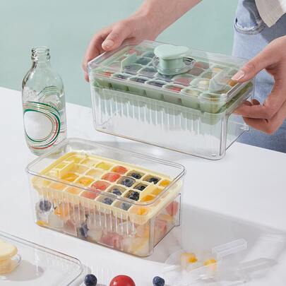 Silicone Ice Cube Tray, Homemade Ice Maker Mold, Freezer Ice Storage Box With Lid, Easy Release Ice Cube Maker, Suitable For DIY Ice Cream, Popsicle Mold, Convenient For Parties, Outdoor Activities, Suitable For Boys And Girls, Summer Pool Party