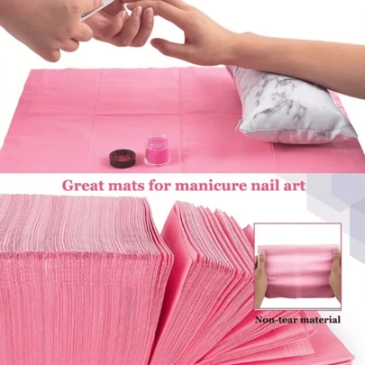 50 miếng lót móng dùng một lần - Giấy tập làm móng acrylic gấp gọn, miếng lót chống thấm nước 3 lớp, thích hợp sử dụng tại salon và gia đình, khăn giấy không mùi, dùng cho nghệ thuật làm móng và chăm sóc móng, dụng cụ làm móng | Miếng lót móng gấp gọn | Miếng lót chống thấm nước