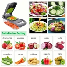 16 In 1 Vegetable Chopper, Professional Onion Chopper, Multifunctional Food Chopper, Kitchen Vegetable Slicer Dicer, Vegetable Chopper With 8 Blades, Carrot Chopper With Container, Christmas Gift, Halloween Gift, Thanksgiving Gift - Black - View 3