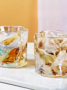 扭曲玻璃杯，独特造型夏季高脚杯，饮酒杯 - 彩色 - 查看 7