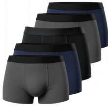 Set Of 5 Cotton Boxer Briefs For Adults, Factory Outlet, Dark Colors, Lined, Multicolor - Nhiều màu - Xem 6