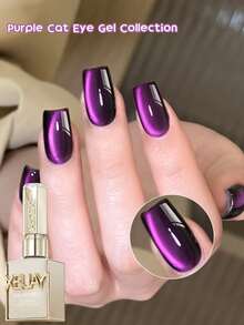 XEIJAYI 1 Botella de 15ml de esmalte de uñas de gel UV con efecto de ojo de gato morado, removible y magnético, apto para salones de uñas y manualidades en casa - Morado Violeta - Ver 1