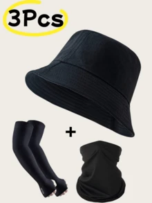 三件套男女通用钓鱼帽，夏季防晒 - 彩色 - 查看 16