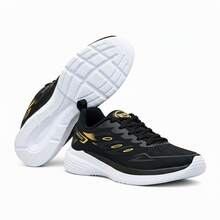 Women's Modern Lightweight Comfortable Athletic Shoes For Walking And Training - 黑/金 - 查看 7