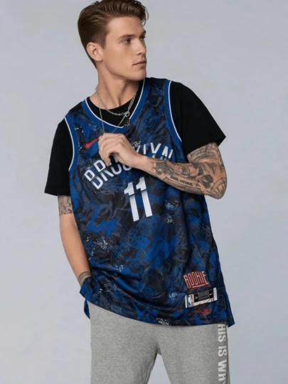  Camiseta de baloncesto Nike, deportiva, holgada, sin mangas, para hombre, azul