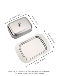 1 pieza Plato para mantequilla de acero inoxidable, caja conservadora de queso, caja de cubiertos estilo europeo, bandeja para mantequilla y queso, caja de pan, plato para pastel, caja para pastel coreana, adecuado para reuniones familiares, fiestas con amigos, comidas al aire libre, Día de la Madre, Halloween, Acción de Gracias, Navidad y utensilios de cocina, plato para mantequilla con tapa. - Ver 3