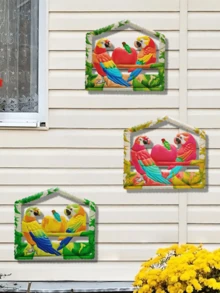 1 pieza Decoración de pared de loro de metal vibrante, adecuado para jardín, sala de estar, dormitorio, cocina, comedor, porche, patio, bar, pared exterior, puerta principal, colgante de ventana, regalo del Día de la Madre - A - Ver 6