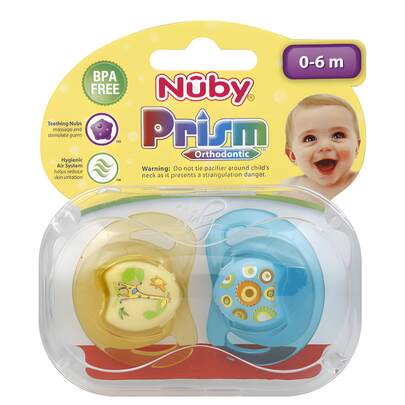 Chupon Ortodontico Nuby 2pz 0-6m Prism