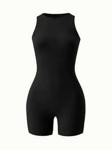 Bộ áo liền quần cỡ lớn, trang phục thường ngày thoải mái, phù hợp cho tập luyện, hẹn hò, có khóa kéo phía sau, lớp lót thoải mái, vải co giãn, phù hợp cho mùa thu, mùa tựu trường, Halloween, mùa hè. - màu đen - Xem 3