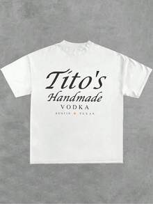 DoubleSided Graphic Adult's Shirt Features Tito's Handmade Vodka Bottle And Barrel With Award Winning Distilled 5 Times Logo Showcasing A Celebration Of Quality And Craftsmanship Austin Texas Origin. 138 - 白色 - 查看 2