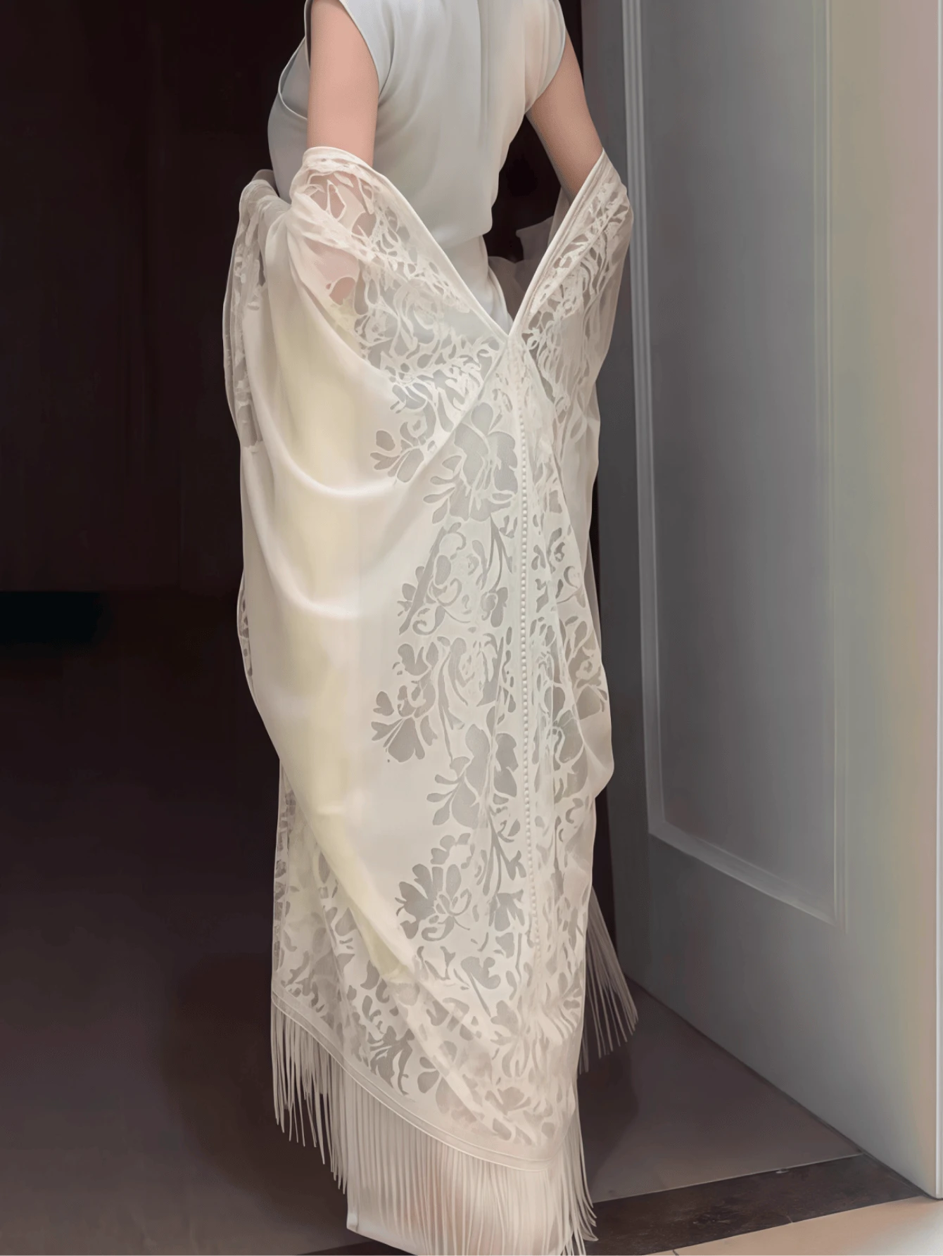 1pc New Chinese Style Retro Tassel Shawl, Lightweight Cover Up Outerwear For Summer Dress Layering - Multicolor - View 1