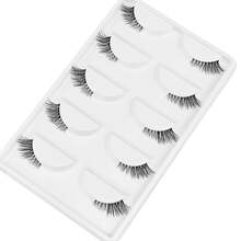 5 Pairs Fishtail Lashes] Batownly 5 Pairs Hypoallergenic Fishtail False Eyelashes Set | Natural Look, Mixed Length 6-12mm, C Curl, Multi-Pair Elongated Half Eye Lashes For A Lifting Effect - View 3