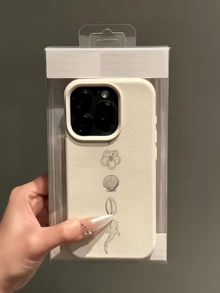 TPU极简黑白度假风单件装黑白线条芙蓉海豚全包防震手机壳，兼容苹果17、16、15、14、13、12、11 Pro Max、Air及系列，春季礼物 - 彩色 - 查看 4
