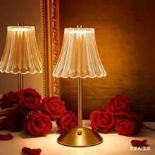 Crystal Wireless Desk Lamp - 1/2 Rechargeable Gold Vintage LED Desk Lamp With USB Port, 3-Color LED Small Portable Touch Lamp For Bedroom Living Room Home Office - 小花瓣 - 查看 9