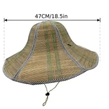 Foldable Bamboo Straw Hat! Ideal Sun Protection Gear For Fishing, Hiking And Outdoor Activities In Summer - 37-47cm - View 7
