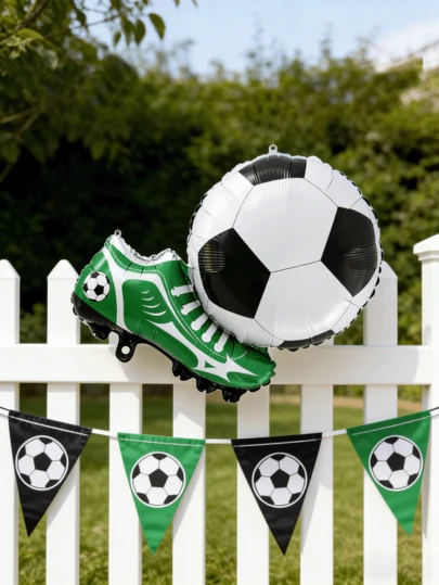 2pcs/1pc Football Shoe Shaped Aluminum Foil Balloons, Including Colorful Football Shoe And Football Shaped Balloons, Suitable For Football Matches, Birthday Parties, Football Theme Parties, Home Decor, Sports Theme Parties, Celebration Parties, Indoor And Outdoor Decoration