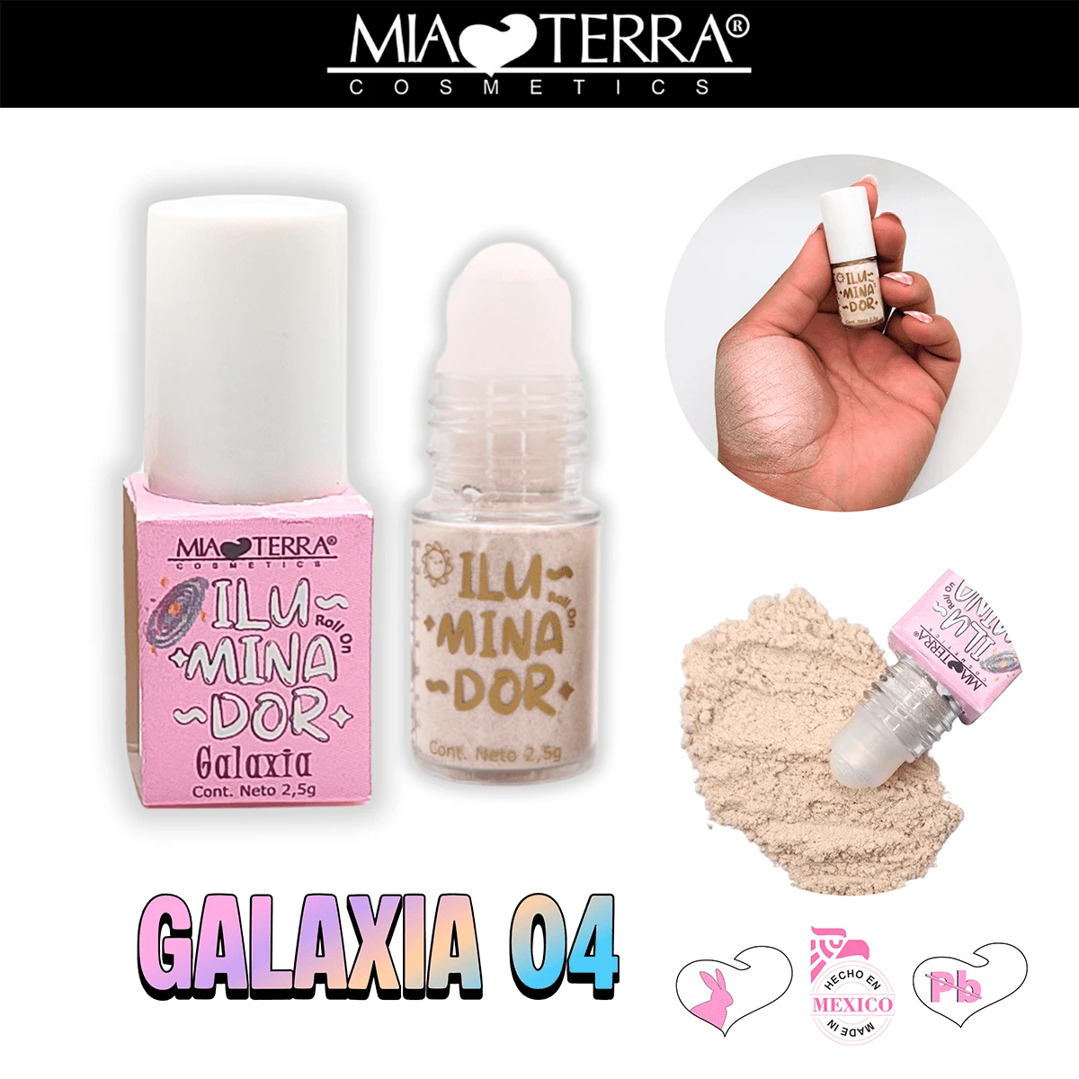 MIA TERRA COSMETICS - POWDER ILLUMINATOR WITH ROLL ON APPLICATOR - GALAXY - View 1