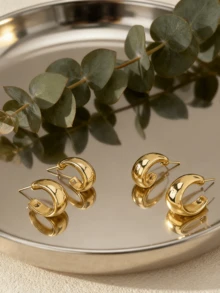 6Pcs Plated 18K Gold-Tone Assorted Hoop Earring Set For Women: Classic & Chic Design With Multiple Sizes (Small Mini, Medium, Large), Lightweight & Comfortable For All-Day Wear, Versatile Accessory Ideal For Daily Outfits, Office Attire, Date Nights, Cocktail Parties, Wedding Receptions, Holiday Gatherings, Brunch With Friends, Weekend Getaways & Gifting To Jewelry-Loving Individuals, Professional Women, Fashion Enthusiasts, Special Occasion Celebrants & Minimalist Style Lovers - 金色 - 查看 8