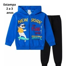 Children's/Teenagers' Winter Fleece Set (Ages 2-14) With Zipper And Hood - Royal Blue - View 3