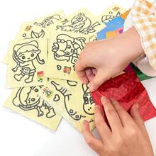 1/10/50pcs Kids Magic Shiny Sticker Art, Kindergarten DIY Craft Sticker Painting, Colorful Sticker, Back To School Classroom Gift Toy (Includes Shiny Paper + Random Pattern + No Bamboo Stick) - Multicolor - View 6