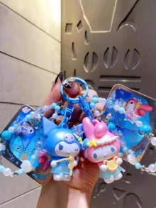 Kawaii Sanrio Characters Keychain Bracelet Clasp - Kuromi My Melody Song of the Ocean Series Pearl Bead Bag Charm with Seashell Starfish Detail, Cute Mermaid - Inspired Jewelry Gift for Girls Teens, Perfect for Phone Bag Keychain Decoration, Ideal Gift for Her/Mother Fans / Perfect for Phone Bag Keychain Decoration, Ideal Gift for Her/Mother Fans Day/Perfect SanBiftS,Perfect SanMday,Sf - 彩色 - 查看 4