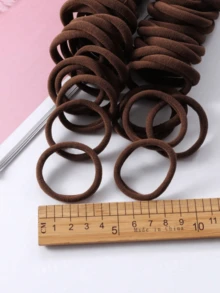 50/100pcs Minimalist Women High Elasticity Hair Ties, Suitable For Daily Use - Coffee - View 3