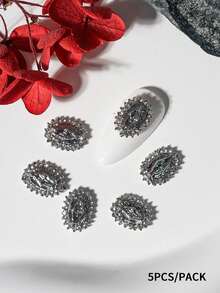 Beautizon Nailartlab 5 món phụ kiện trang trí móng tay hình Đức Mẹ Maria, mặt dây chuyền hình Thánh Jude 3D cổ điển, trang sức móng tay hình Đức Mẹ Maria bằng hợp kim đính đá, phụ kiện tự làm móng nghệ thuật. - Bạc - Xem 8