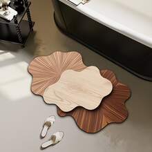 1pc Wood Grain Wavy Asymmetrical Pattern Silica Gel Bath Mat, Brown/Green Shower Door Mat, Fashionable Carpet, Silica Gel Doormat For Bathroom, Toilet, Entryway, Kitchen, Easy To Clean, Bath Rug, Bathroom Carpet, Door Mat, Small Rug, Welcome Mat - Multicolor - View 2