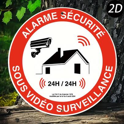 2D Flat Design, 2D Single Piece, 2D Round Iron Signage, Safety Warning, Suitable For Home/Living Room/Bedroom/Office/Holiday Party Decor/Holiday Art Gift, 8.0X8.0 Inches, 2D Flat, Pre-Drilled Holes, Style As Shown In Size Chart