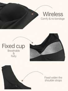 2件装女士性感无钢圈无缝文胸，女士露背无缝内衣，可拆卸衬垫上衣，可外穿 - 黑色 - 查看 7