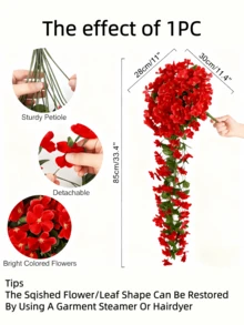 Nejlue Artificial Flowers/Plants1111 Home & Living 1件红色人造悬挂花藤，紫罗兰花环，适用于家居、室内/室外花园、露台、门廊、婚礼装饰、春季装饰、情人节装饰 - 大紅色 - 查看 7